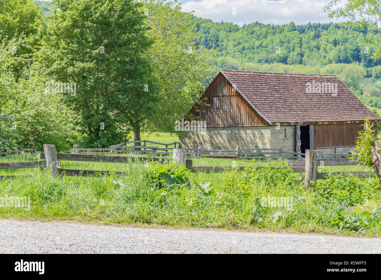 rural scenery with barn Stock Photo - Alamy