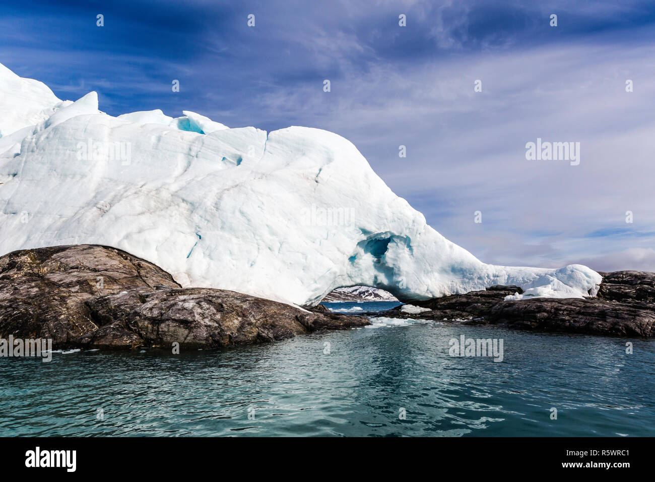 Monacobreen, Monaco Glacier, on the northeastern side of the island of Spitsbergen, Svalbard, Norway. Stock Photo