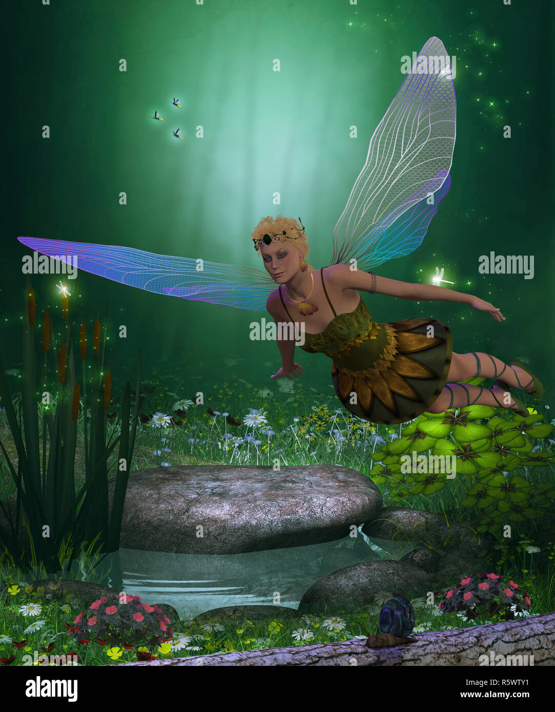 Fairy in Flight Stock Photo