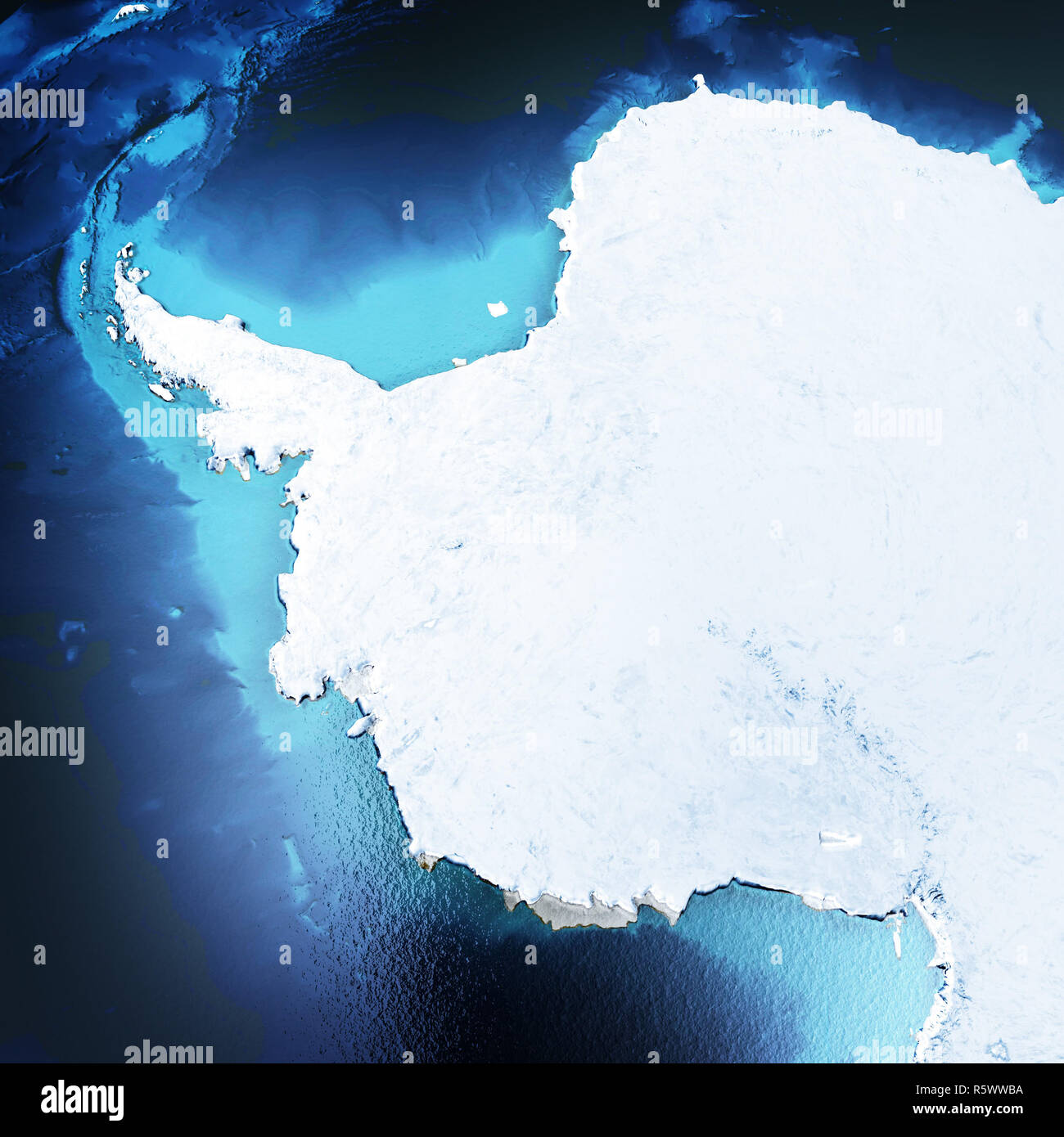 Antarctica, South Pole 3d rendering Stock Photo