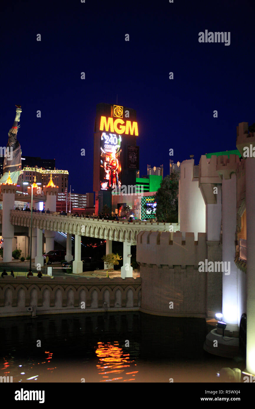 MGM Grand hotel at night in Las Vegas, Nevada Stock Photo