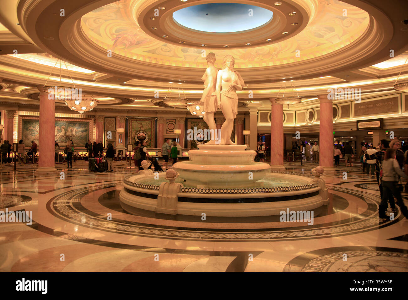 People At The Check In Desks And Foyer At Caesars Palace Hotel On