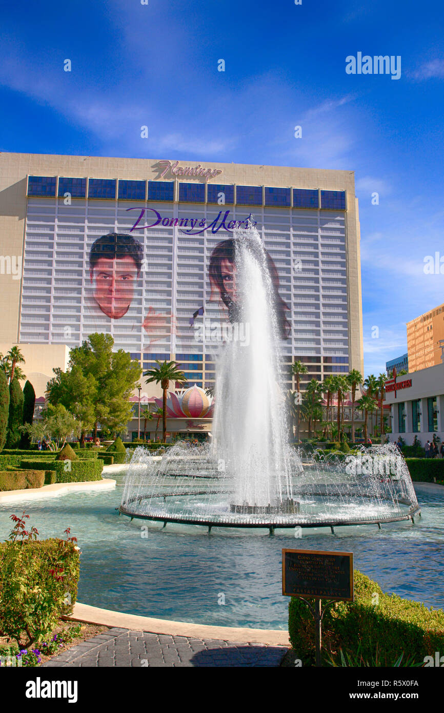 Donny and Marie Osmond show advertisied on the front of the Flamingo hotel in Las Vegas, Nevada Stock Photo