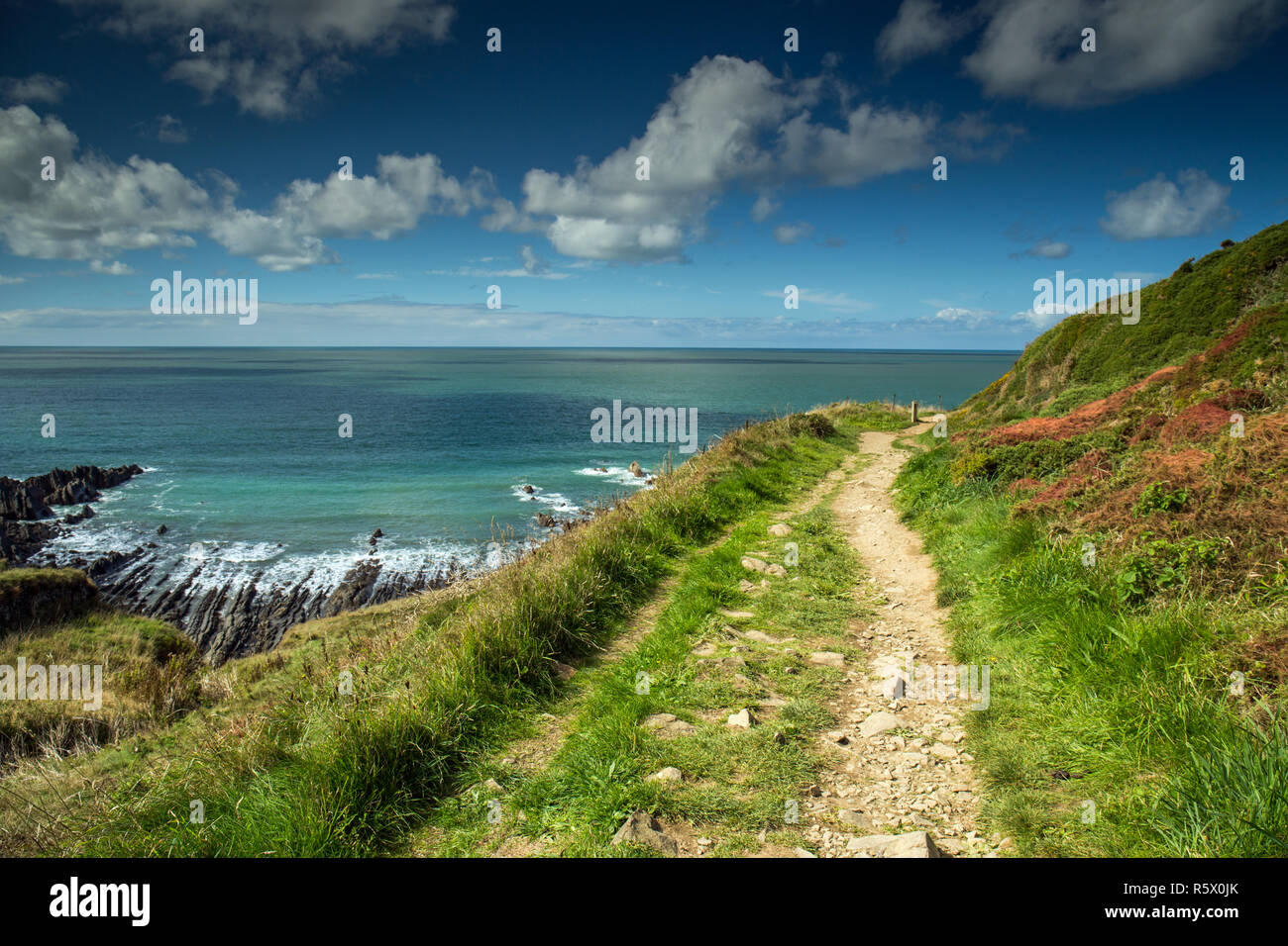 beautiful and rugged North Devon coastline at Hartland Quay along the south west coast path Stock Photo