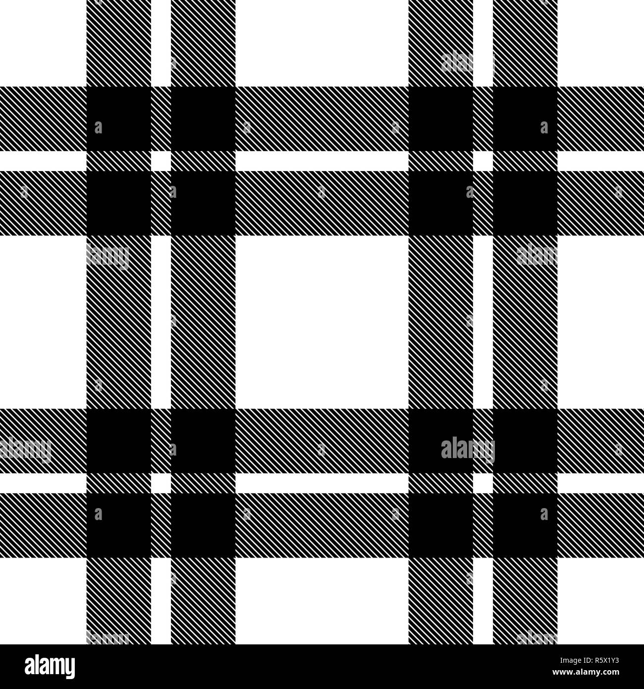 Seamless plaid, tartan, check pattern black and white. Design for