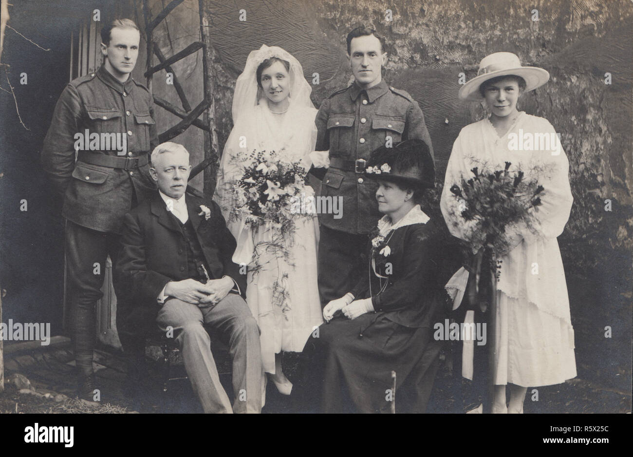 1918 WW1 postcard wedding photo of British soldier and his wife 1918 WW1 postcard wedding photo of British soldier and his wife