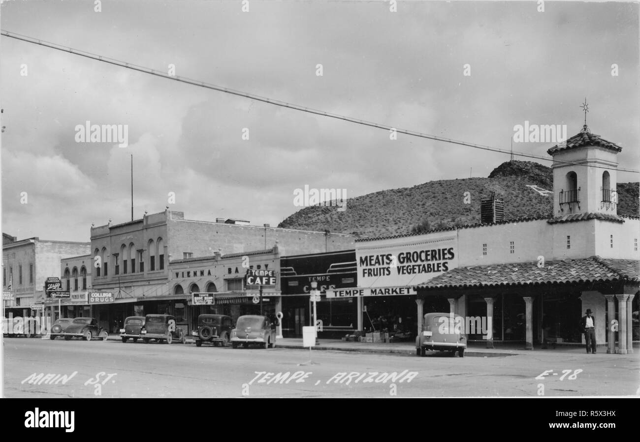 North East corner of Mill Avenue and 5th Street, Tempe Arizona ca 1940s