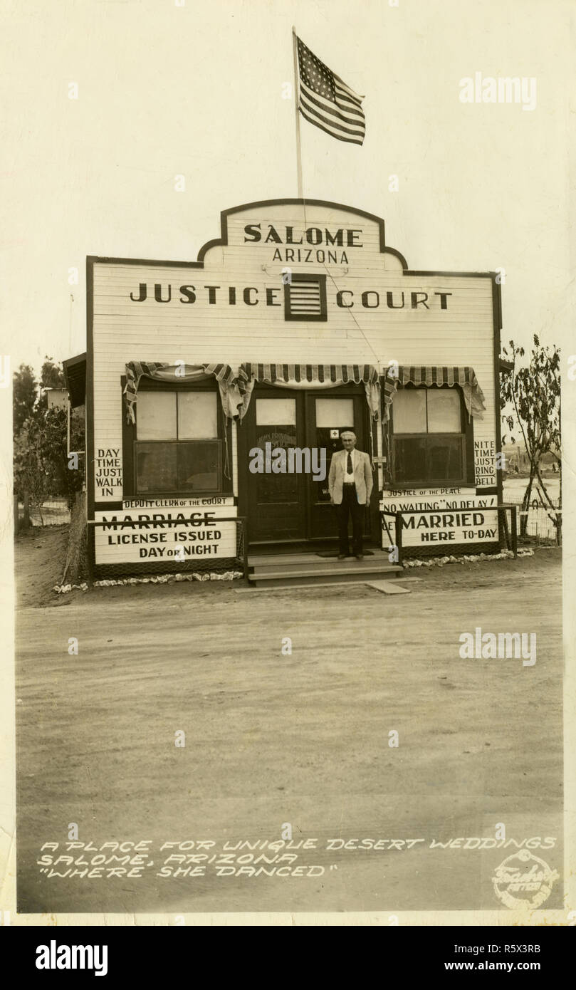 Justice of the Peace Marriage Headquarters Salome Arizona ca 1940