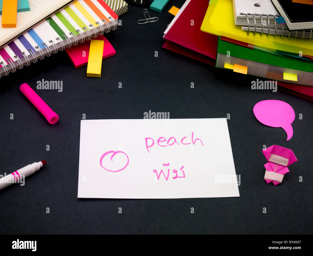 Learning New Language Making Original Flash Cards  Thai Stock Photo