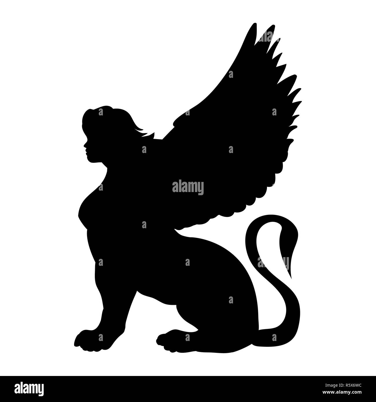Sphinx silhouette ancient egyptian mythology fantasy. Stock Photo