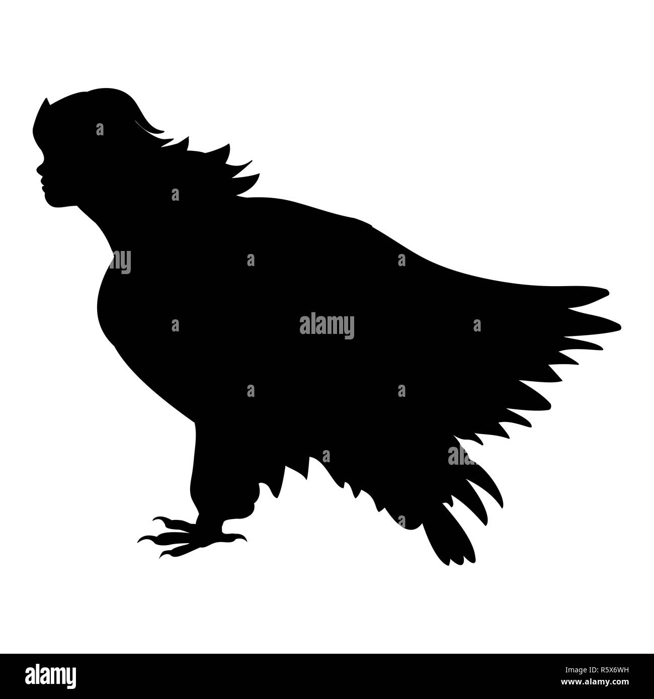 Sirena bird silhouette ancient mythology fantasy Stock Photo