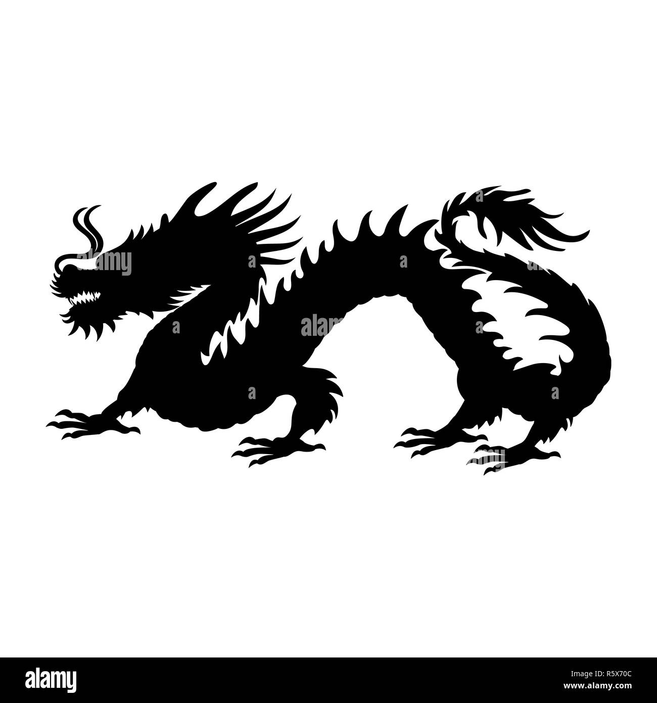 Chinese dragon silhouette symbol traditional China Stock Photo