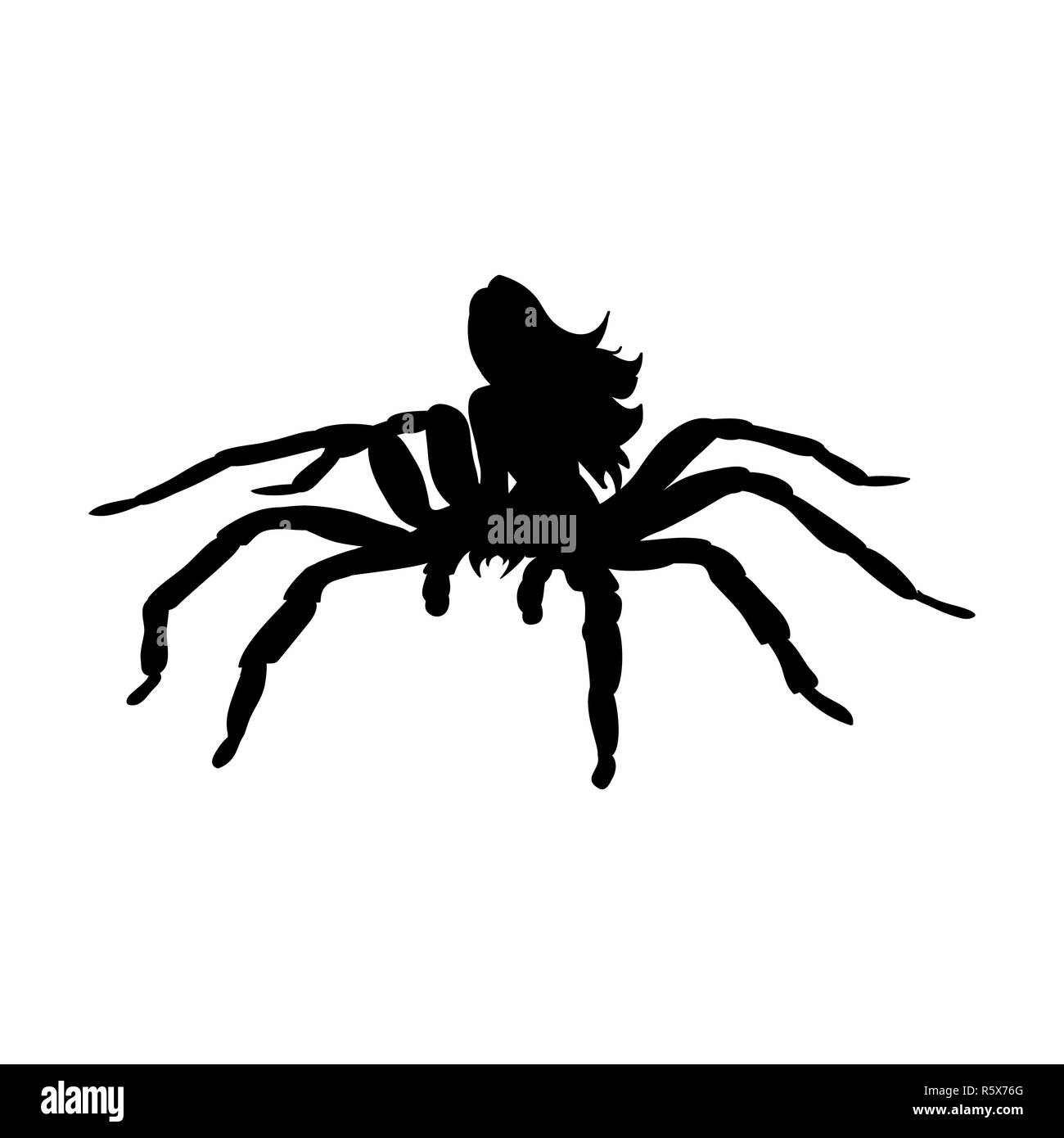 Arachne spider monster woman silhouette ancient mythology fantas Stock Photo