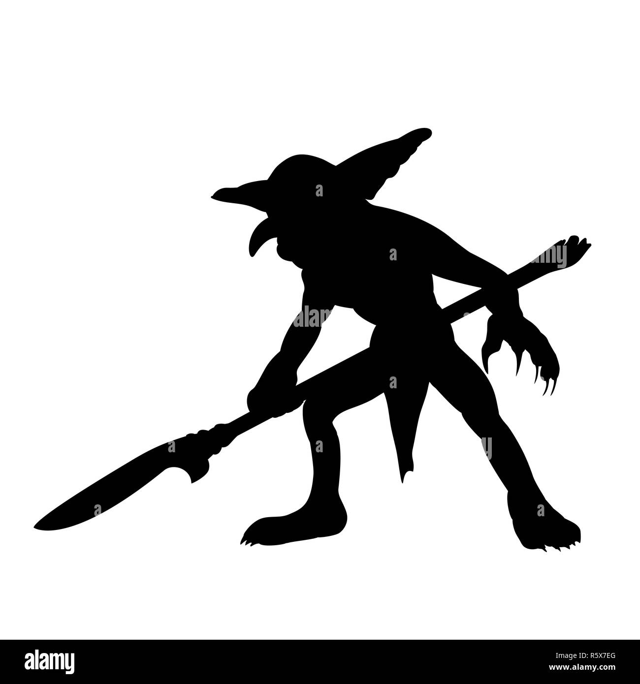 Goblin silhouette monster villain fantasy Stock Photo
