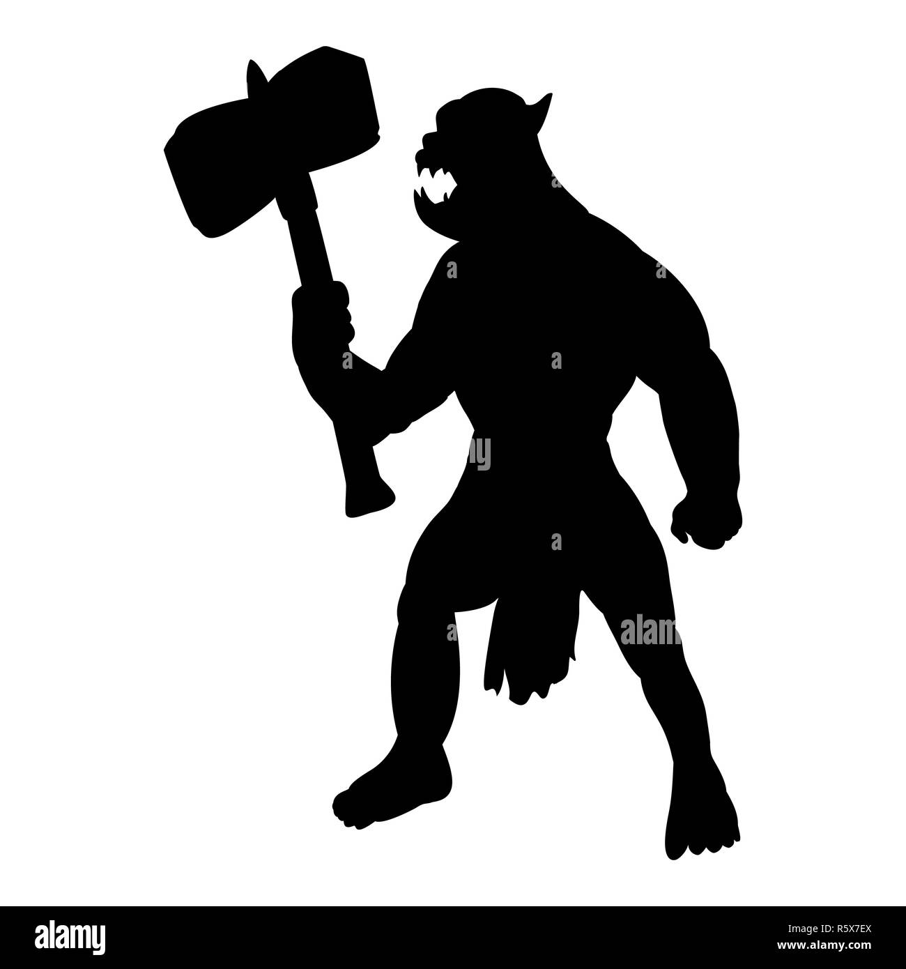 Orc silhouette monster villain fantasy Stock Photo