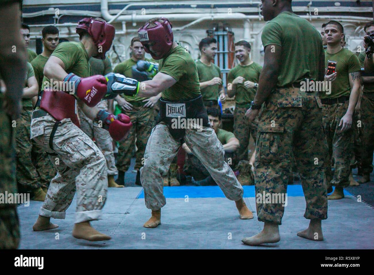USS SOMERSET, At sea (April 13, 2017) U.S. Marines with the 11th Marine