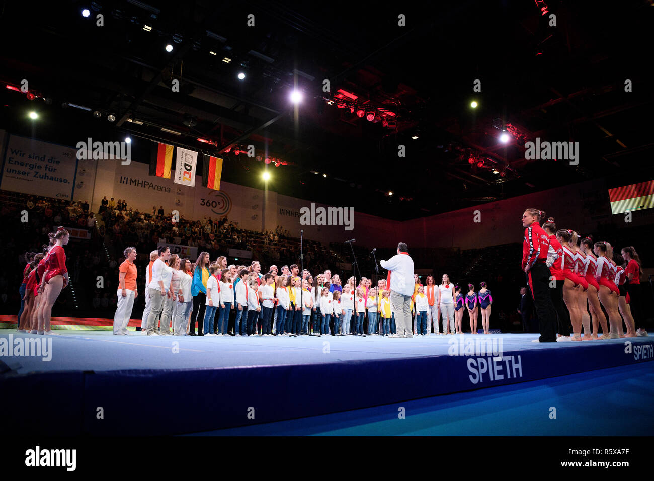 Ludwigsburg, Germany. 01st Dec, 2018. Choir sing national anthem before the competition. GES/Gymnastics/1st Bundesliga: DTL Final, 01.12.2018 - | usage worldwide Credit: dpa/Alamy Live News Stock Photo