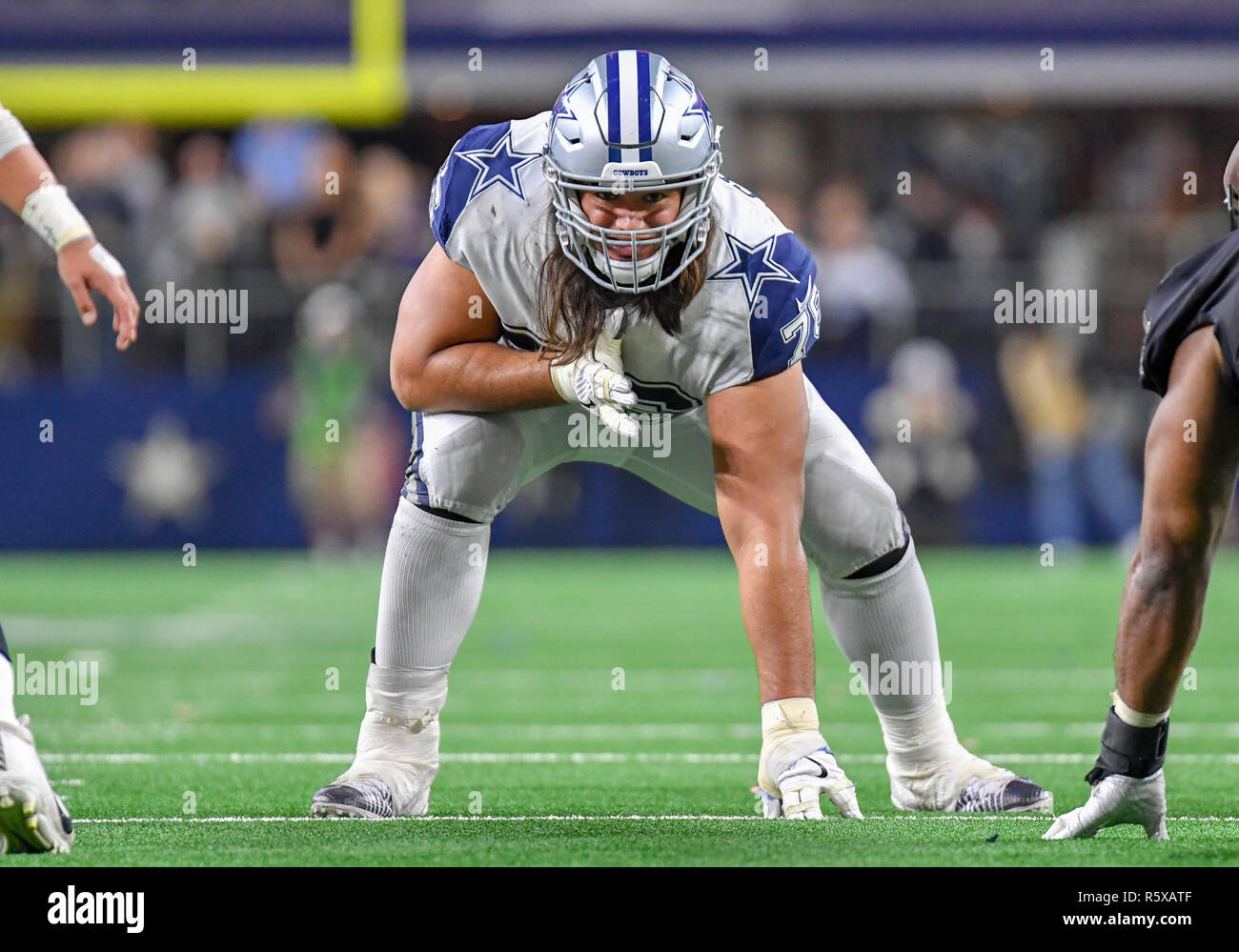 November 29, 2018: Dallas Cowboys offensive guard Xavier Su'a-Filo #76  during a Thursday Night Football NFL game between the New Orleans Saints  and the Dallas Cowboys at AT&T Stadium in Arlington, TX