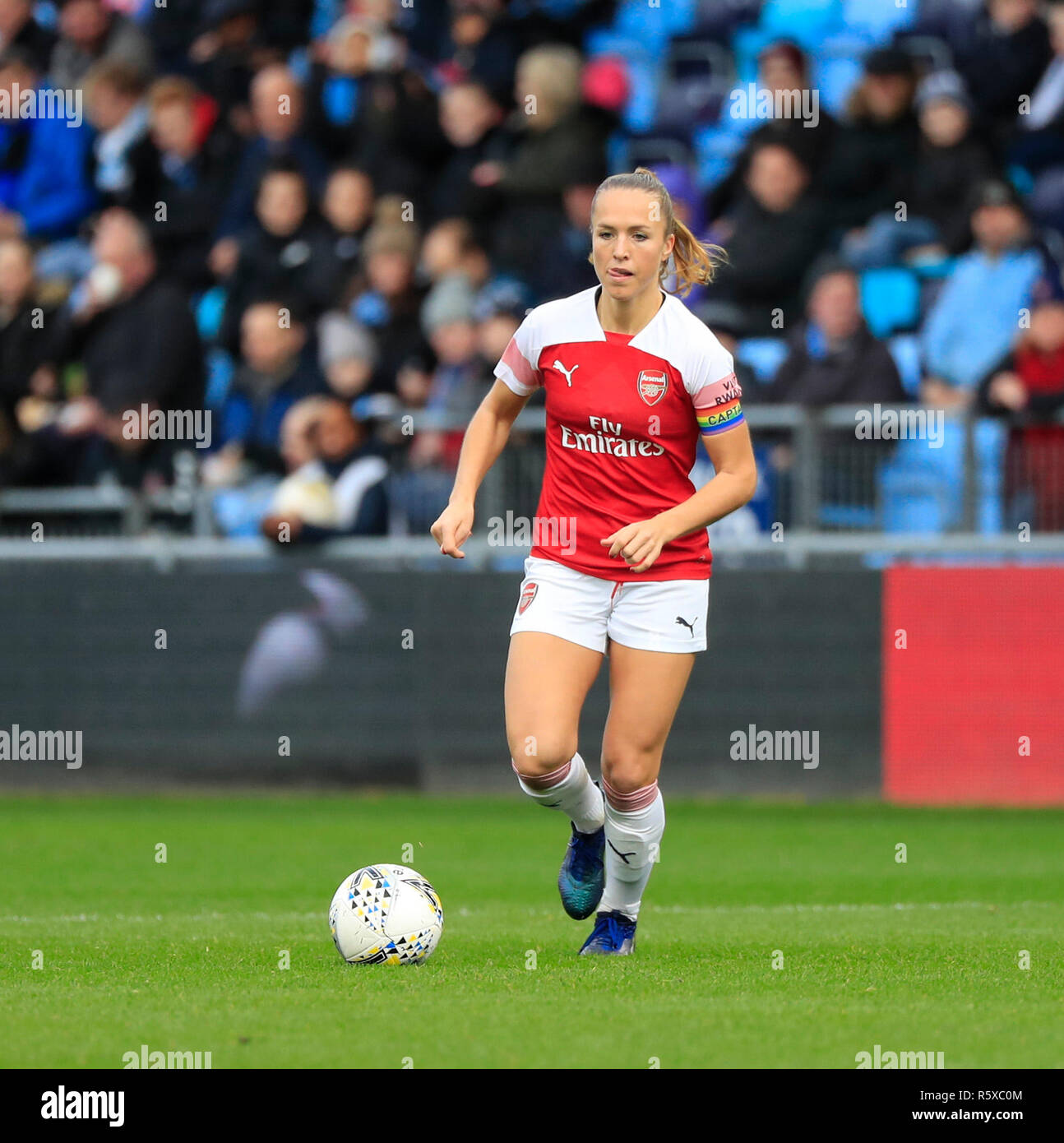 Academy Stadium, Manchester, UK. 2nd Dec, 2018. Womens Super League football, Manchester City v Arsenal; Lia Walti of Arsenal moves the ball forward Credit: Action Plus Sports/Alamy Live News Stock Photo