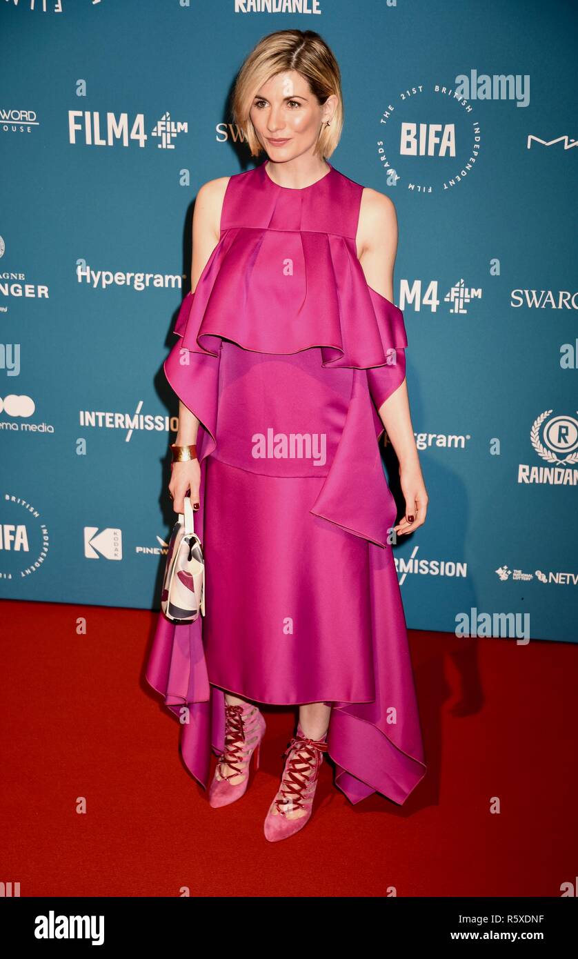 London, UK. 2nd Dec 2018. Jodie Whitaker, 21st Independent Film Awards, Old Billingsgate, London.UK Credit: michael melia/Alamy Live News Stock Photo