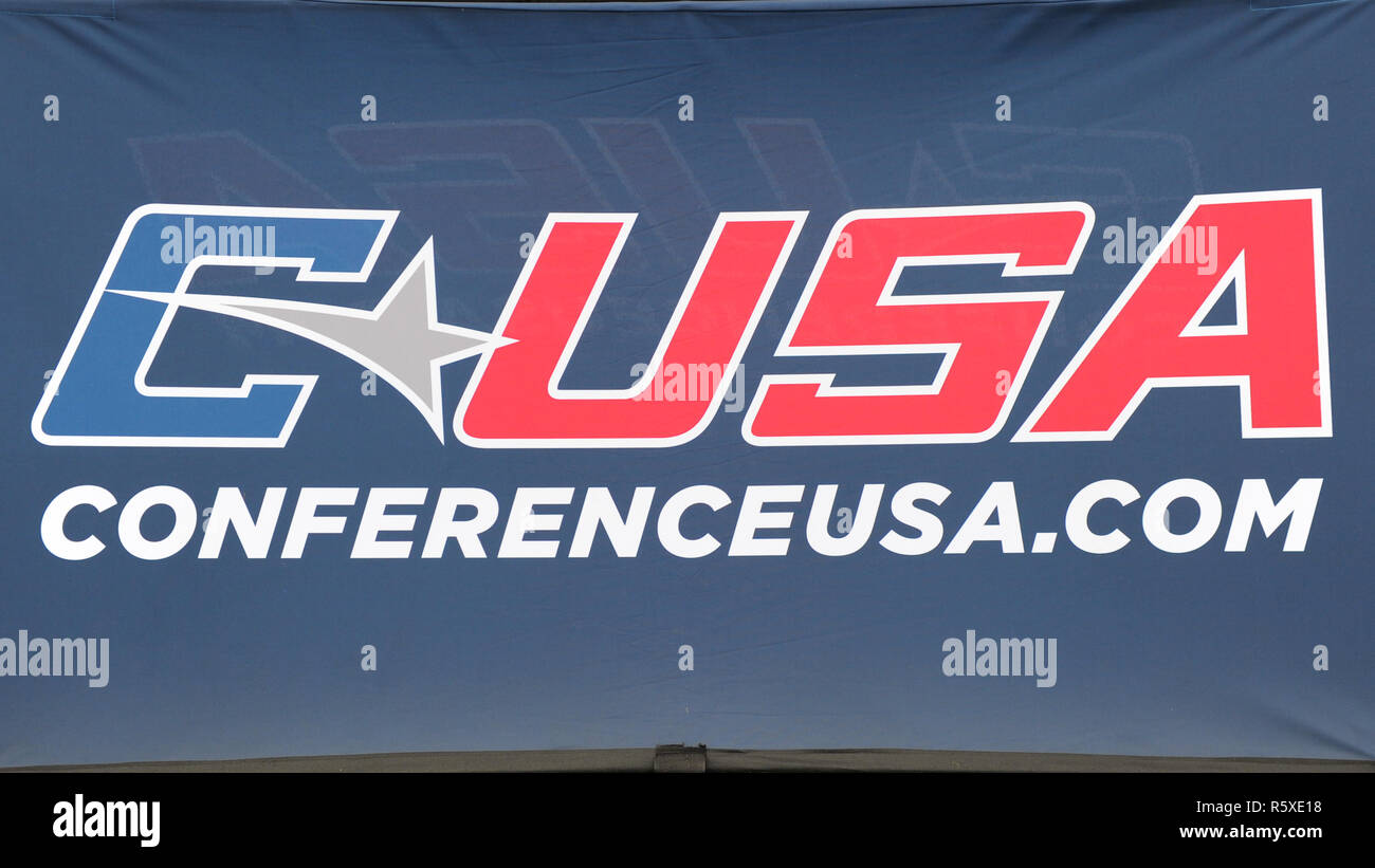 Murfreesboro, TN, USA. 01st Dec, 2018. The Conference USA banner displayed at the C-USA Football Championship game between the Middle Tennessee Blue Raiders and the University of Alabama Birmingham Blazers at Johnny Floyd Stadium in Murfreesboro, TN. UAB defeated Middle Tennessee, 27-25. Kevin Langley/CSM/Alamy Live News Stock Photo