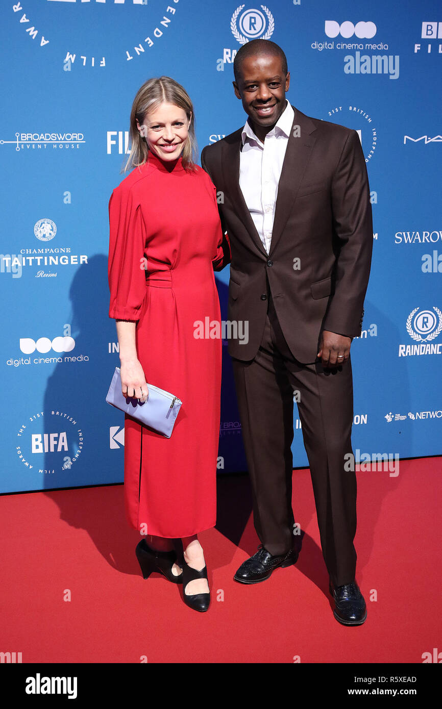 London, UK. 2nd Dec 2018. Adrian Lester, Kelly Adams, British Independent Film Awards, Old Billingsgate, London, UK, 02 December 2018, Photo by Richard Goldschmidt Stock Photo