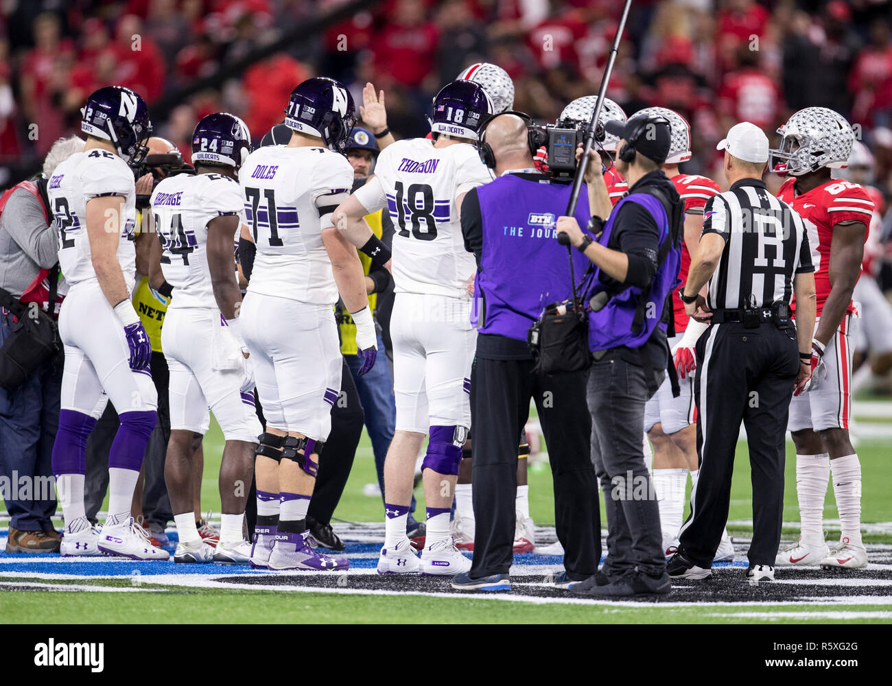 Indianapolis, Indiana, USA. 01st Dec, 2018. Coin toss prior to NCAA