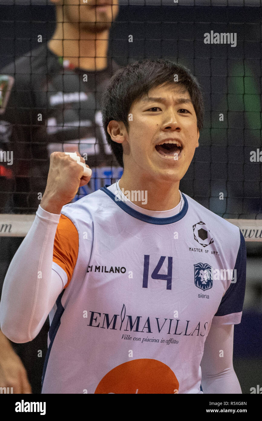 Yuki Ishikawa of Siena during the Italian Men's Volleyball League Serie