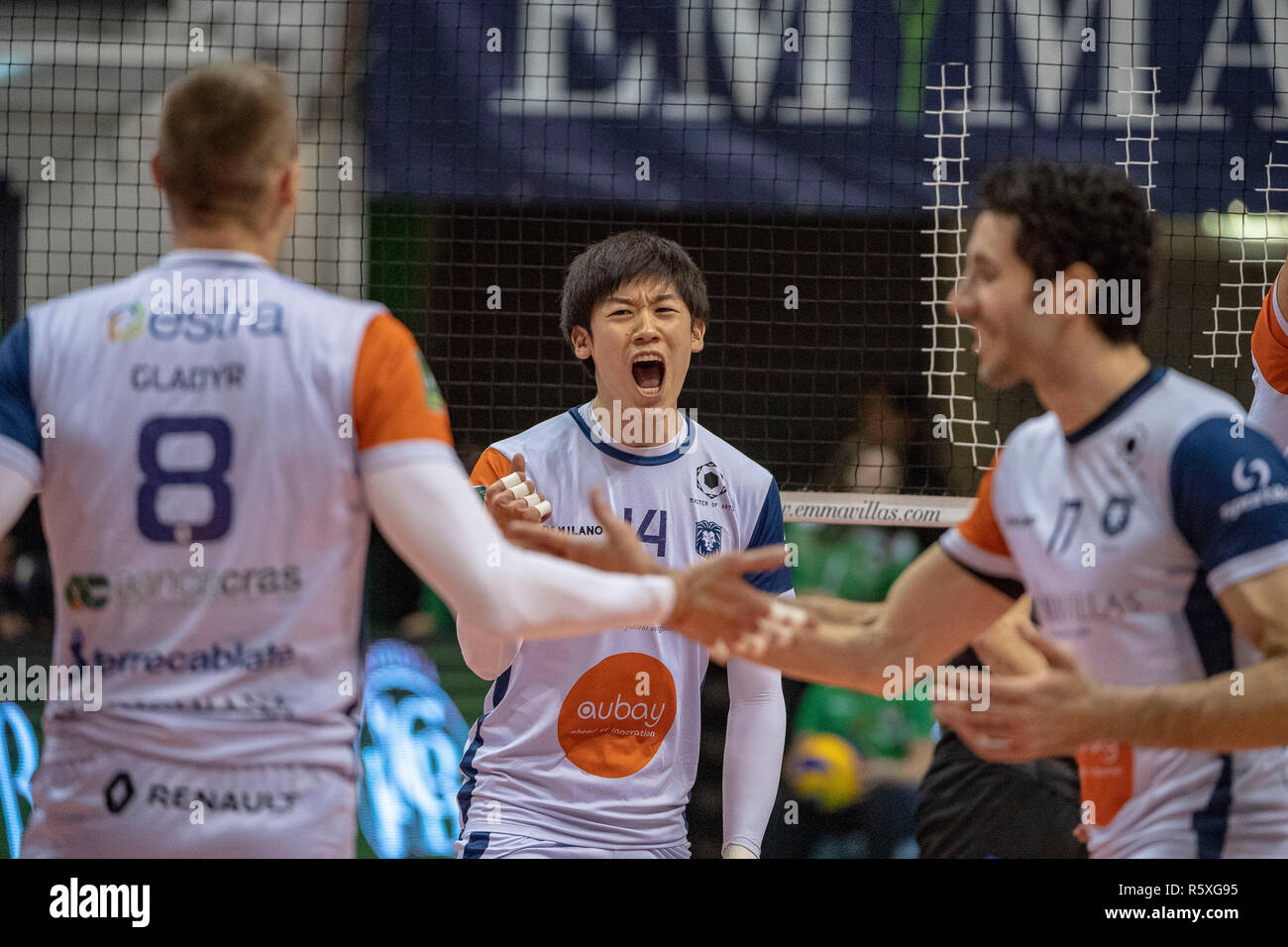 Yuki Ishikawa of Siena during the Italian Men's Volleyball League Serie
