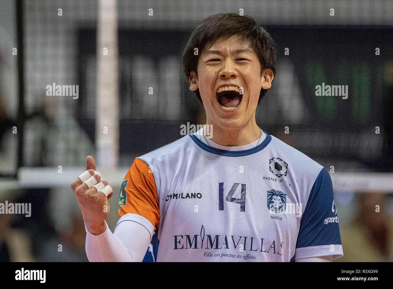 Yuki Ishikawa of Siena during the Italian Men's Volleyball League Serie