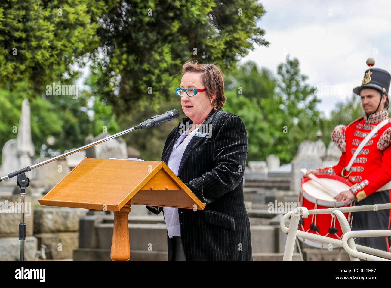 Old Ballarat Cemetery, Ballarat, Victoria, Australia. 3rd Dec 2018. Annie De Jong the CEO of Ballarat Cemeteries delivers her memorial. Credit: brett keating/Alamy Live News Stock Photo