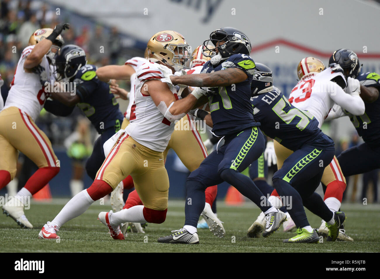 Seattle, Washington, USA. 2nd Dec, 2018. NFL 2018 49er running back