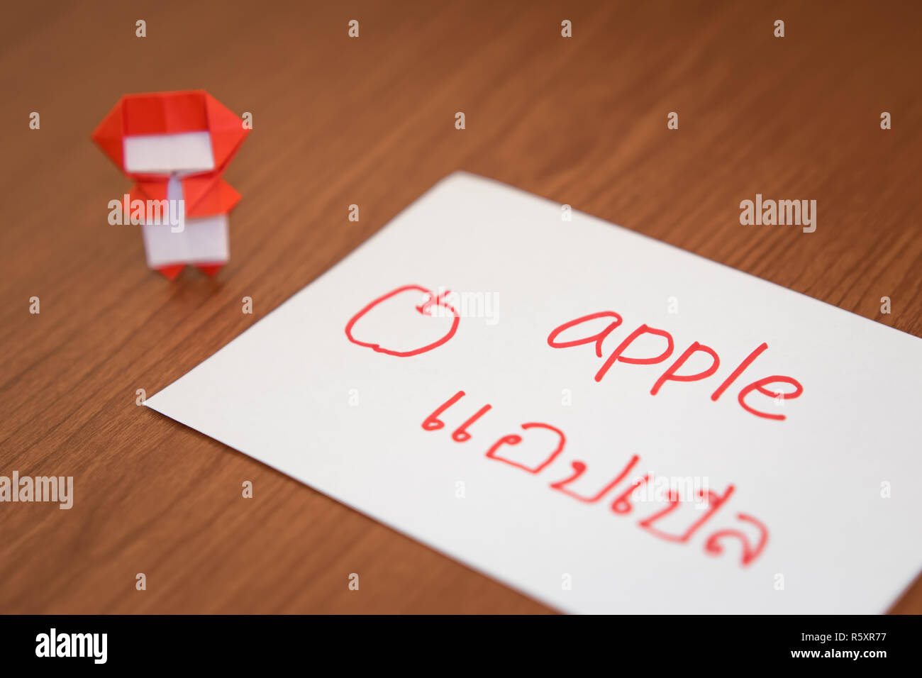 Thai  Learning New Language with Fruits Name Flash Cards Stock Photo