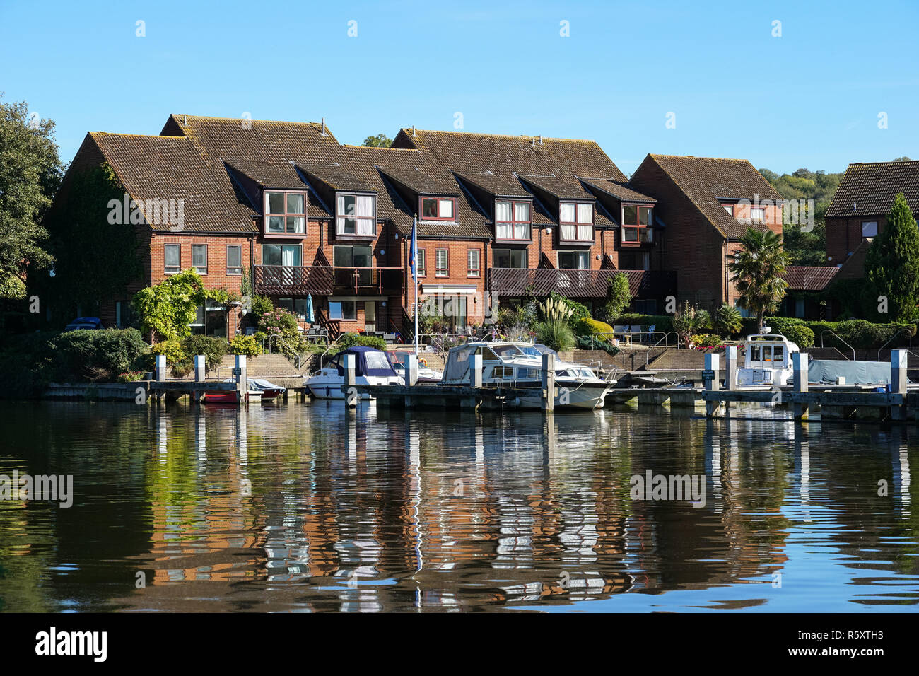 Modern housing and marina on Temple Mill Island on the River Thames