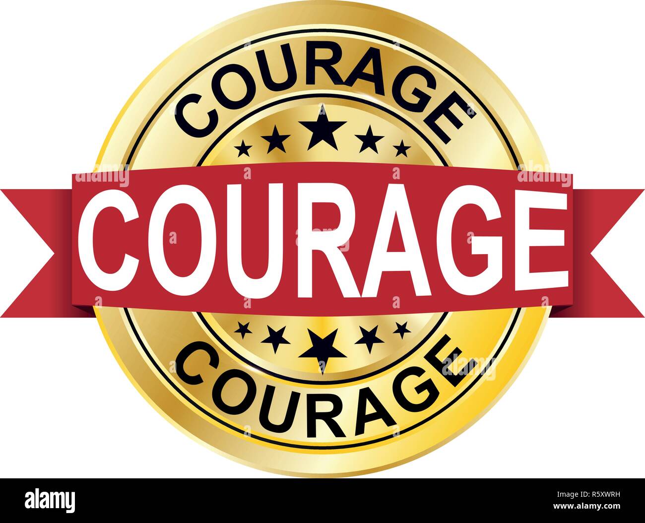 courage red round golden web coin medal badge Stock Vector Image & Art