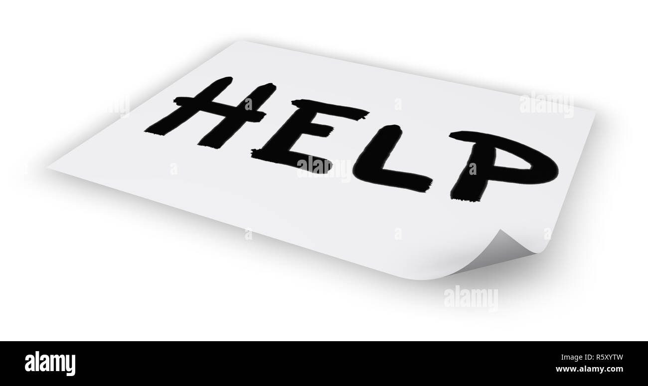 the word help on paper sheet Stock Photo - Alamy