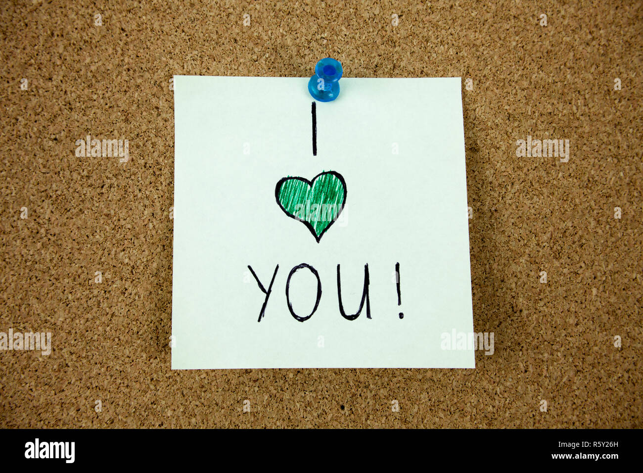 I love you message on cork board Stock Photo