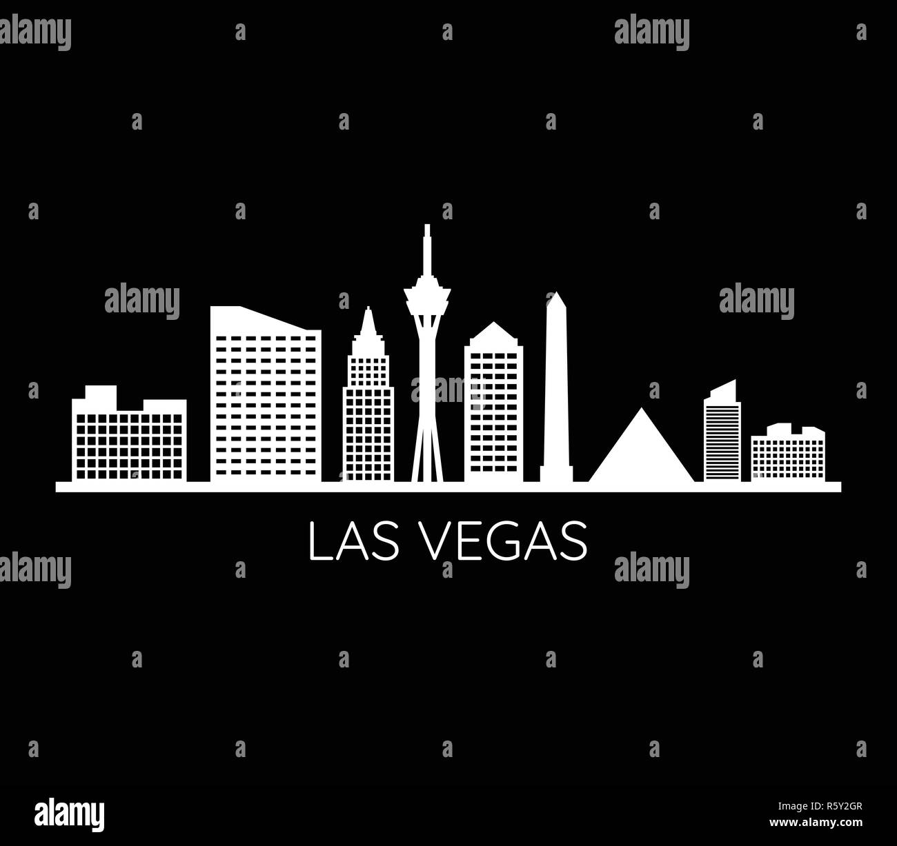 skyline las vegas on white background Stock Vector