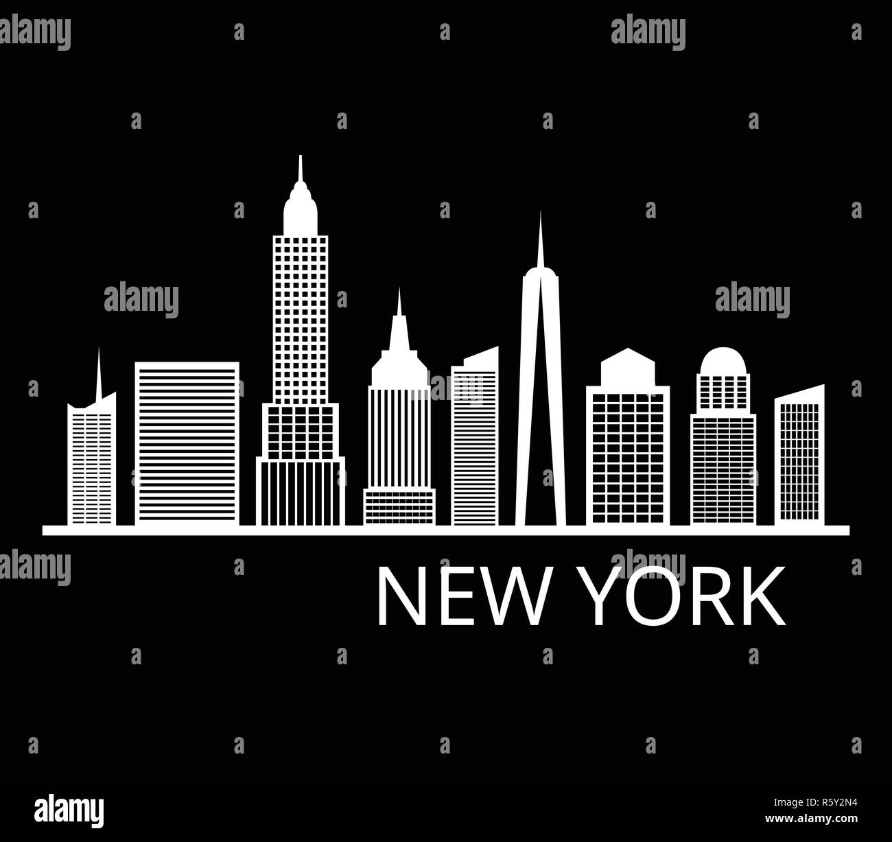 New York skyline on white background Stock Vector