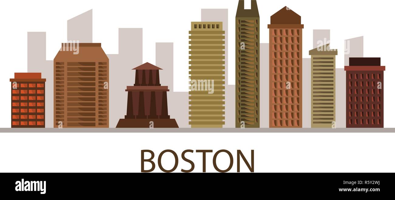 Boston skyline on white background Stock Vector