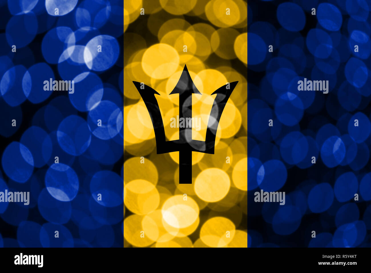 Barbados abstract blurry bokeh flag. Christmas, New Year and National