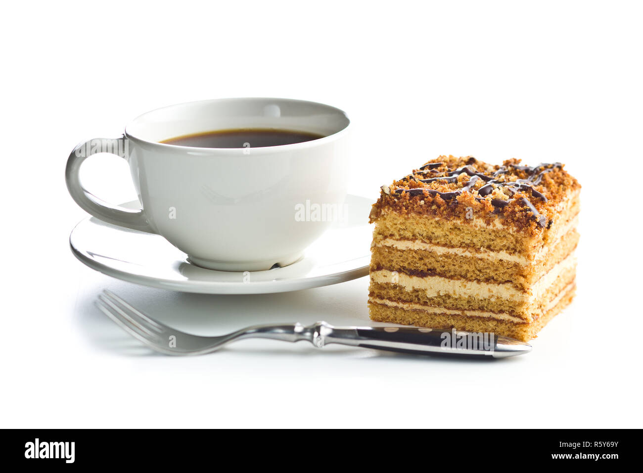 Cake with walnuts and honey. Stock Photo