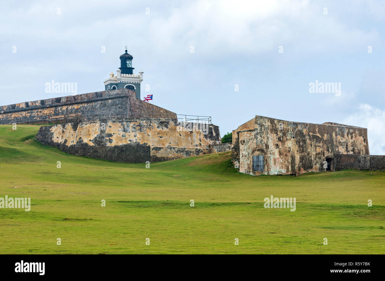 historic el morro fortress lighthouse bastion and walls in old san juan puerto rico Stock Photo