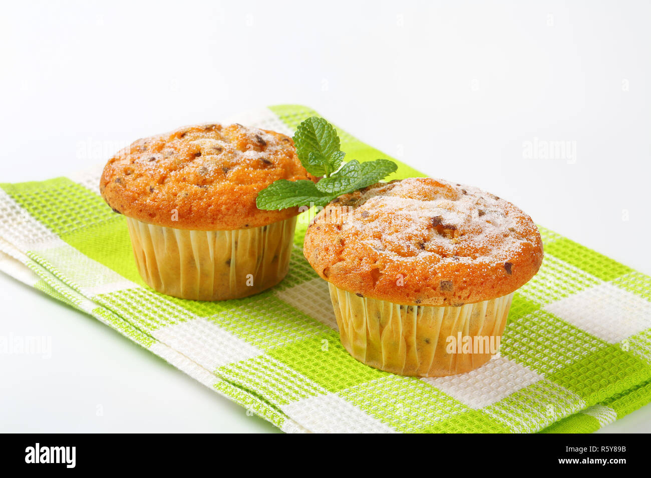 Two Stracciatella Muffins Stock Photo