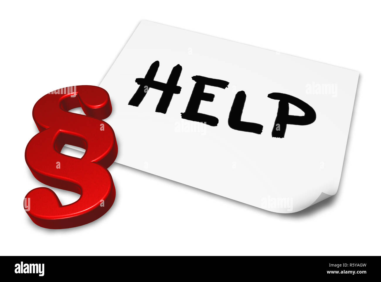 the word help on paper sheet and paragraph symbol Stock Photo - Alamy