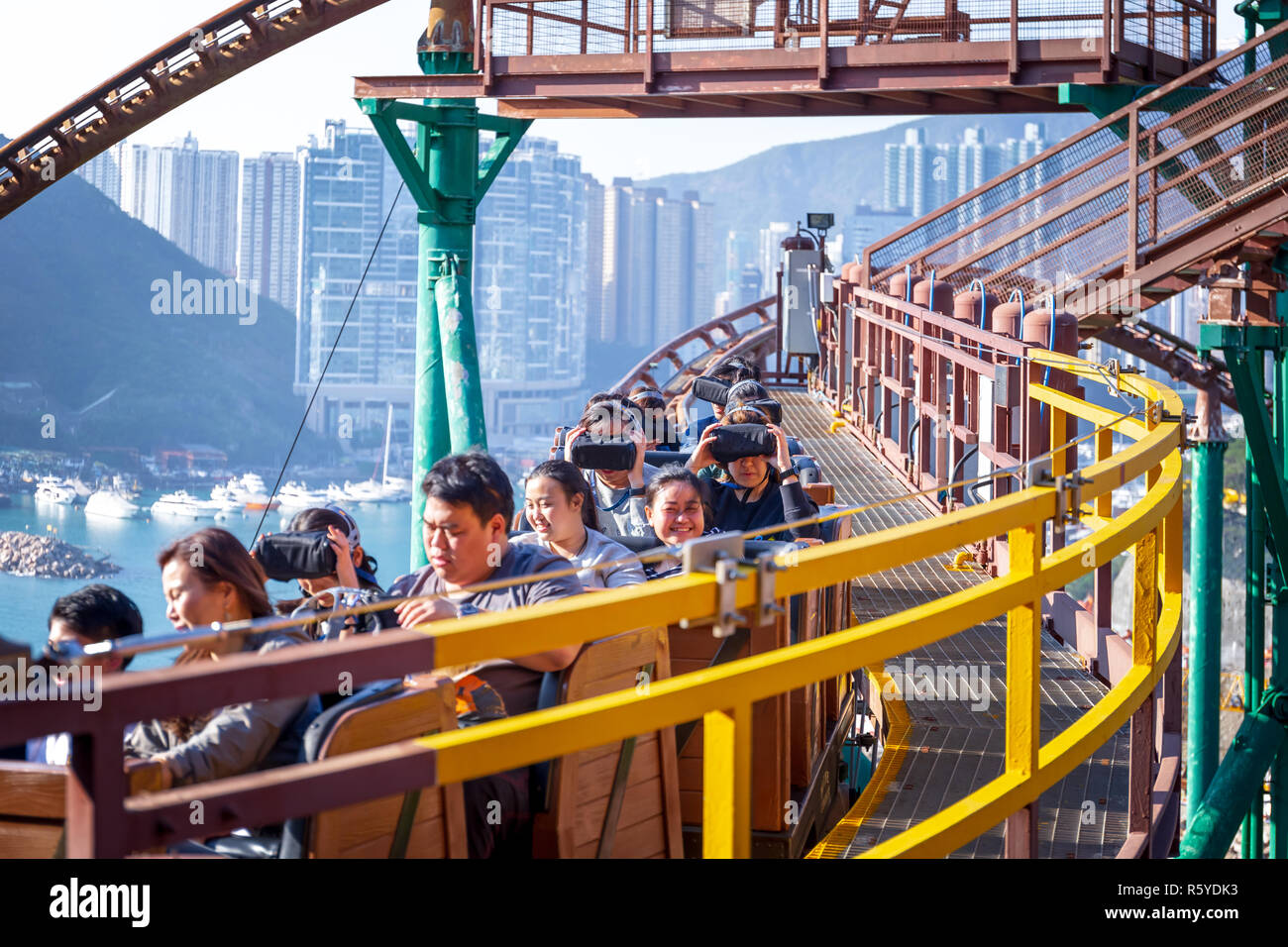 Hong Kong, China , Nov 29, 2018 People are so excited to ride the VR