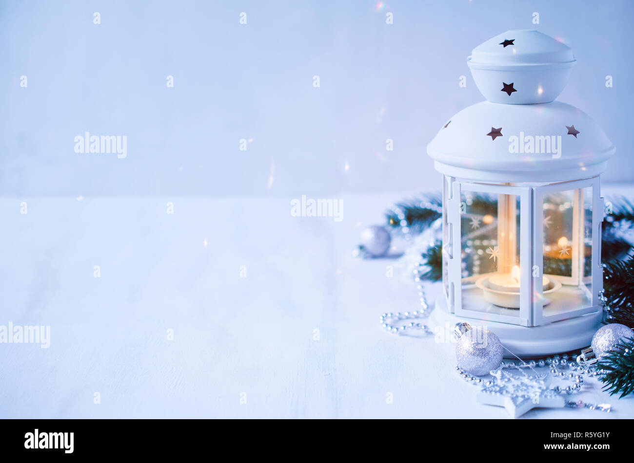 Christmas lantern. Magic lightning background Stock Photo Alamy