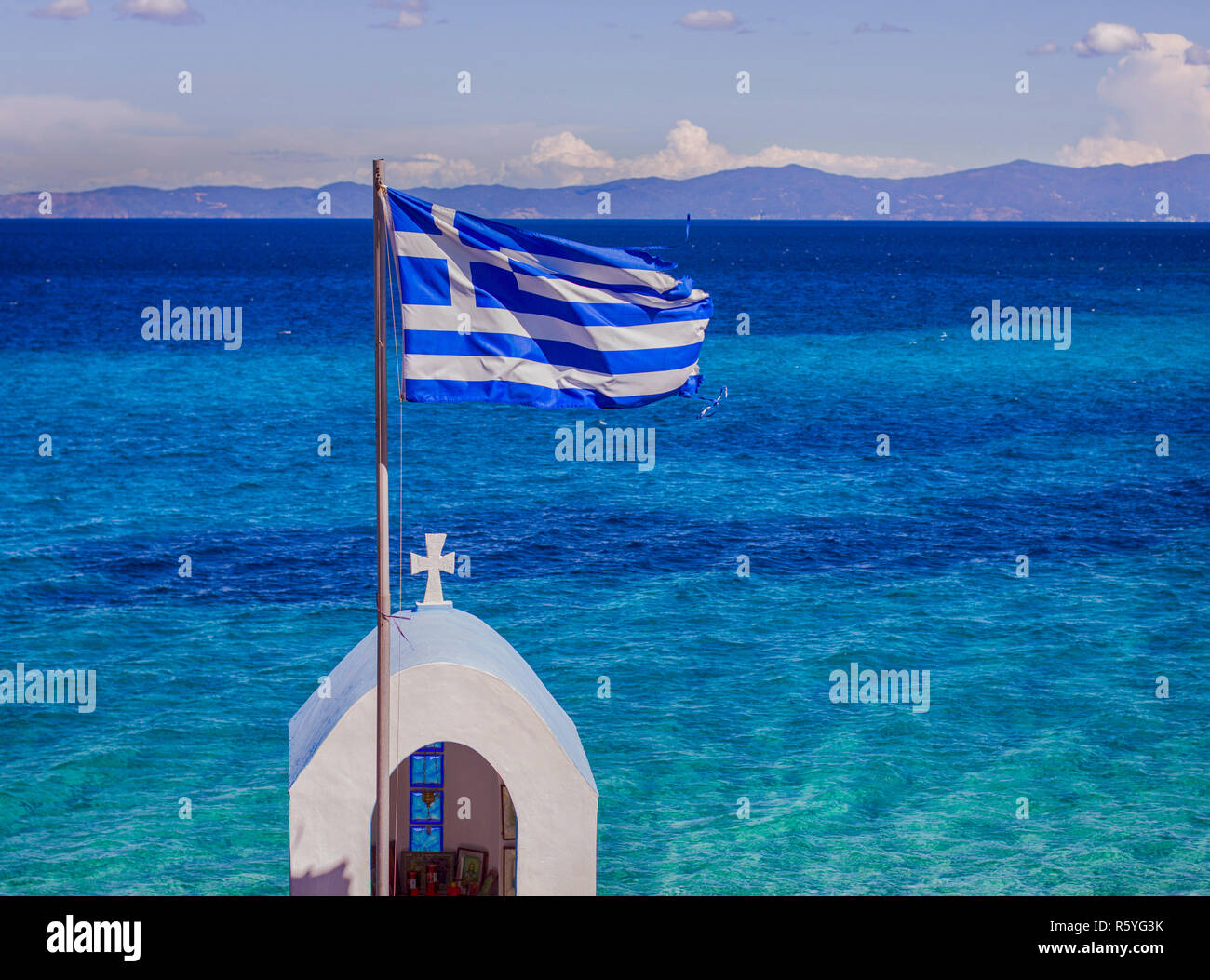 Santorini Греция флаг