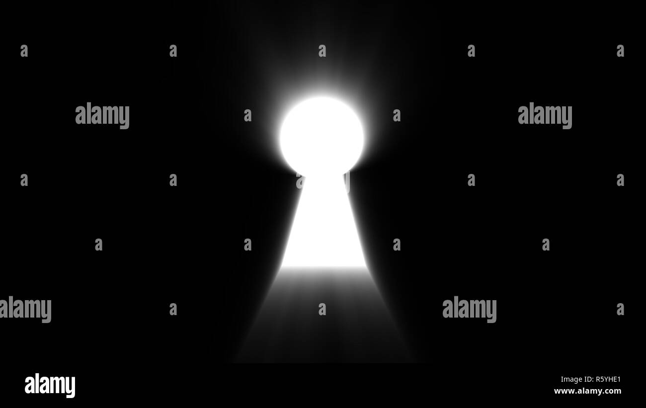 Abstract background with keyhole and shine effect on black background. Digital illustration Stock Photo