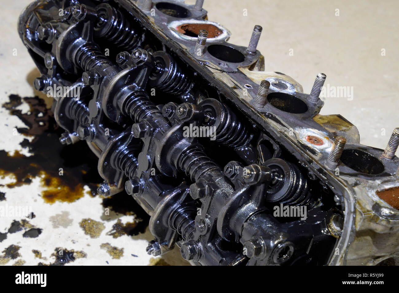 The head of the block of cylinders. The head of the block of cyl Stock